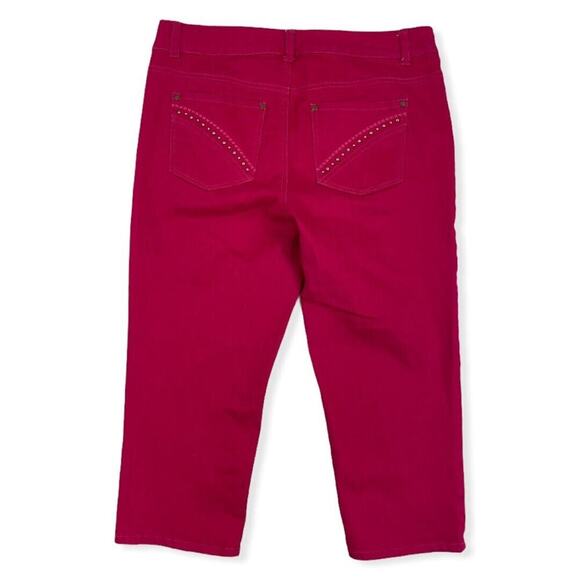 Style & Co. Dark Pink Denim Capri Pants Sz 8 Cotton Blend Stretch Studded Pocket - Picture 2 of 7